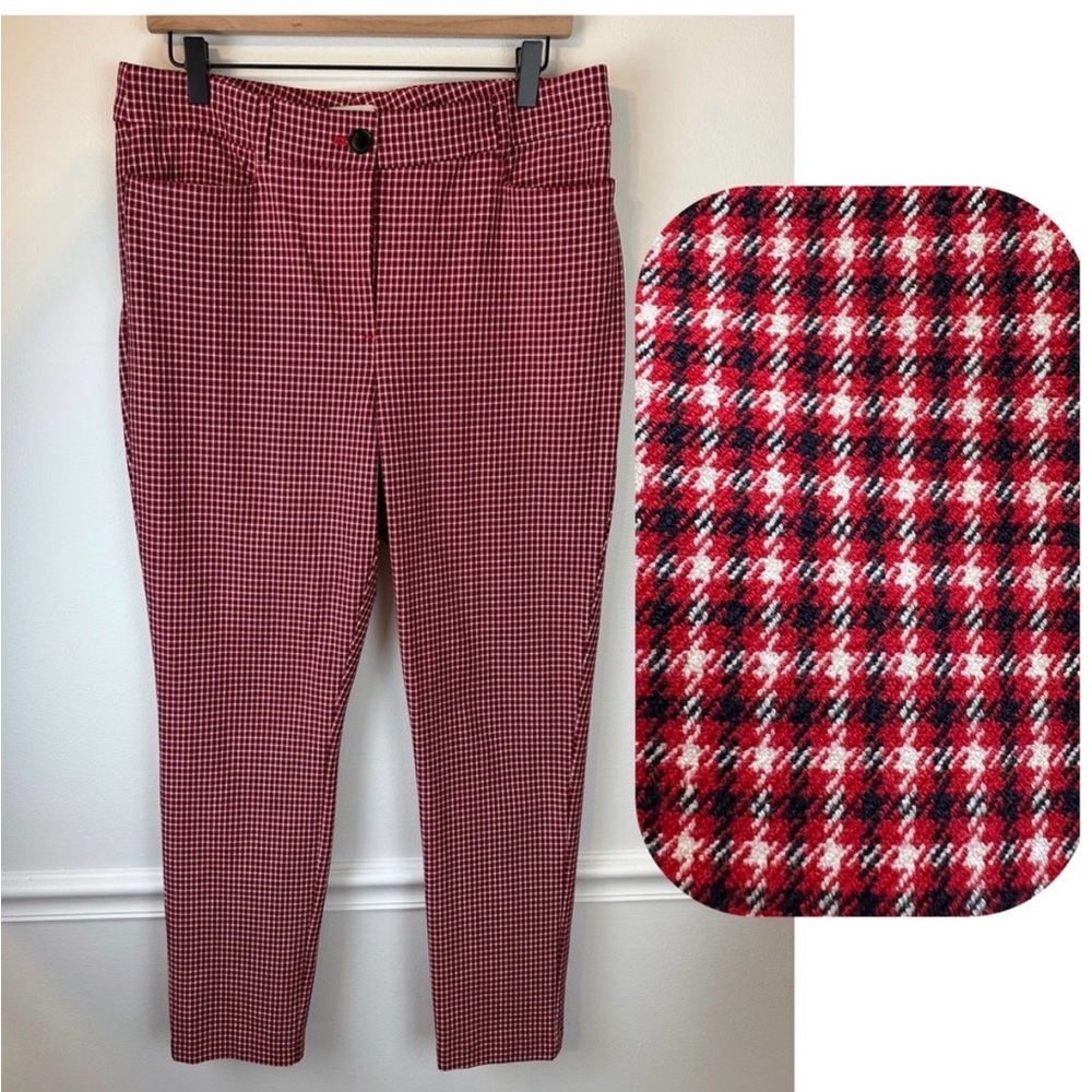 LOFT Red and Black Checkered Women's Pants